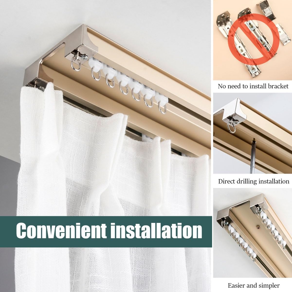 Ceiling Curtain Track Curtain Double Rails for Curtains, Aluminum Alloy Silence Ceiling Track Set with Rollers, for Living Room Bedroom Room Divider(Blue,100cm/39.3in)