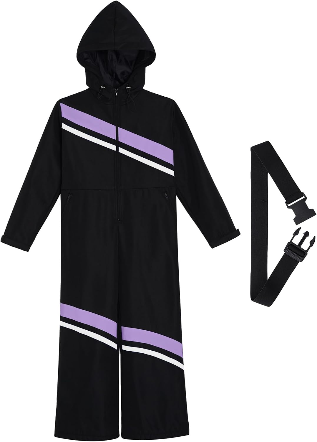 TTAO Snow Suit for Kids Girls One Piece Snowsuit Waterproof Windproof Winter Outdoor Snowboard Ski Suit Light Purple&Black 6 Years