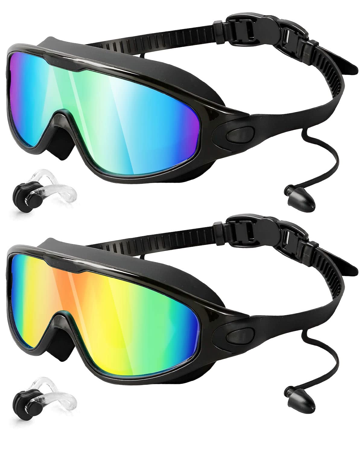 Photo 1 of Rantizon Swim Goggles 2 Pack, Wide View Anti Fog&UV Swimming Goggles for Audlt, No Leaking Swim Glasses for Men Women Youth Aqua & Bright Orange