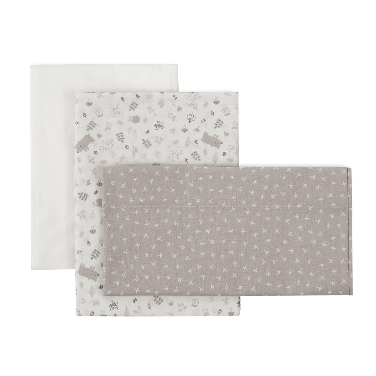Cambrass-​Juego 3 piezas sábanas de cuna-​bajera, encimera y funda almohada - 100% algodón - Abete Beige