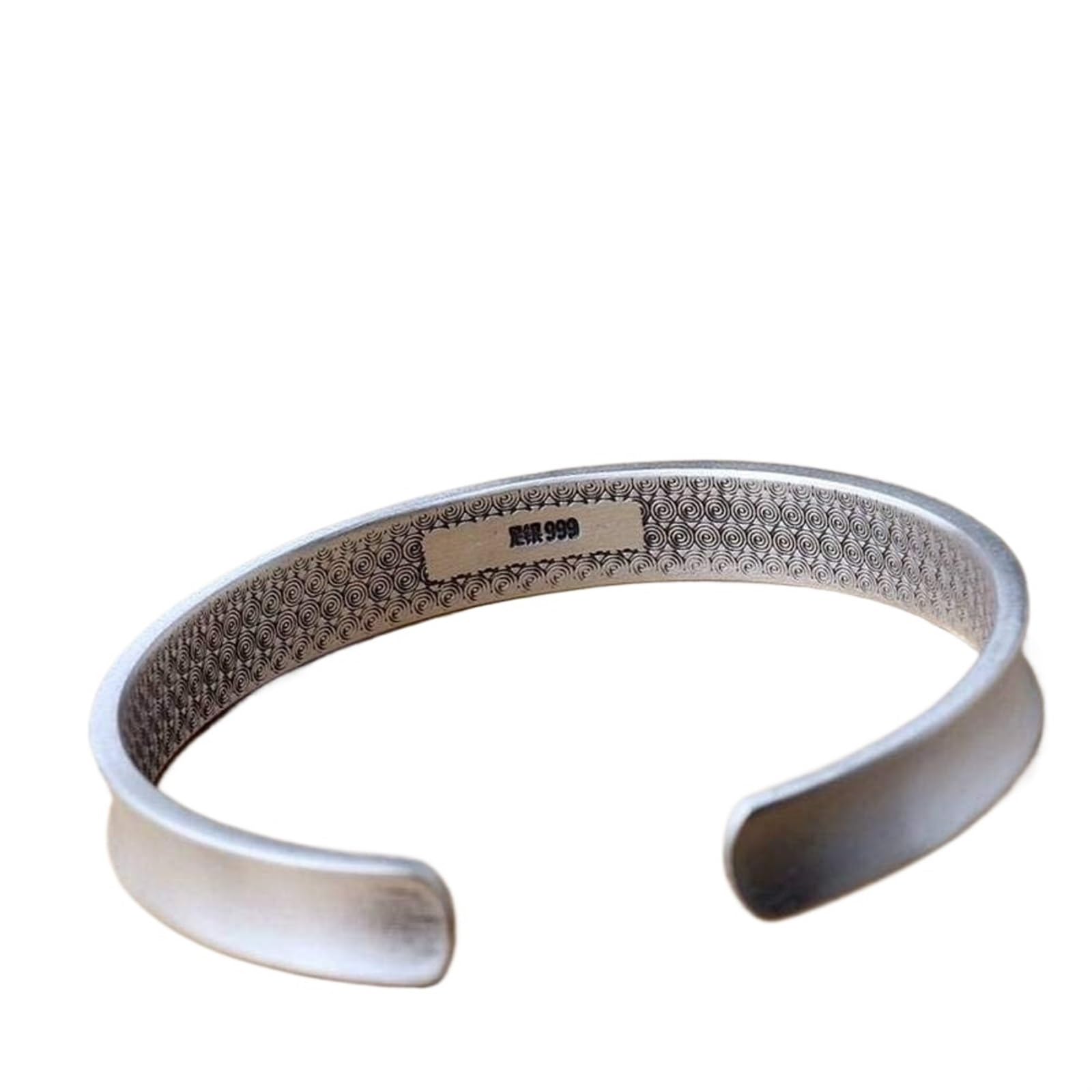Bracciale in argento, bracciale rigido alla moda, bracciale rigido con metodo in argento 999 Detti buddisti concavi femminili Bracciale aperto in argento I braccialetti da 23 g possono essere regalati