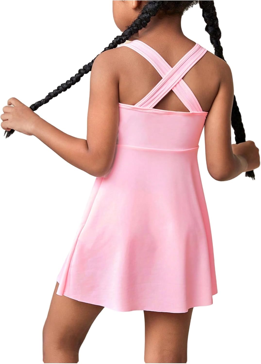 WDIRARA Girl's Tennis Dress Sleeveless Crisscross Back Athletic Workout Tank Dresses