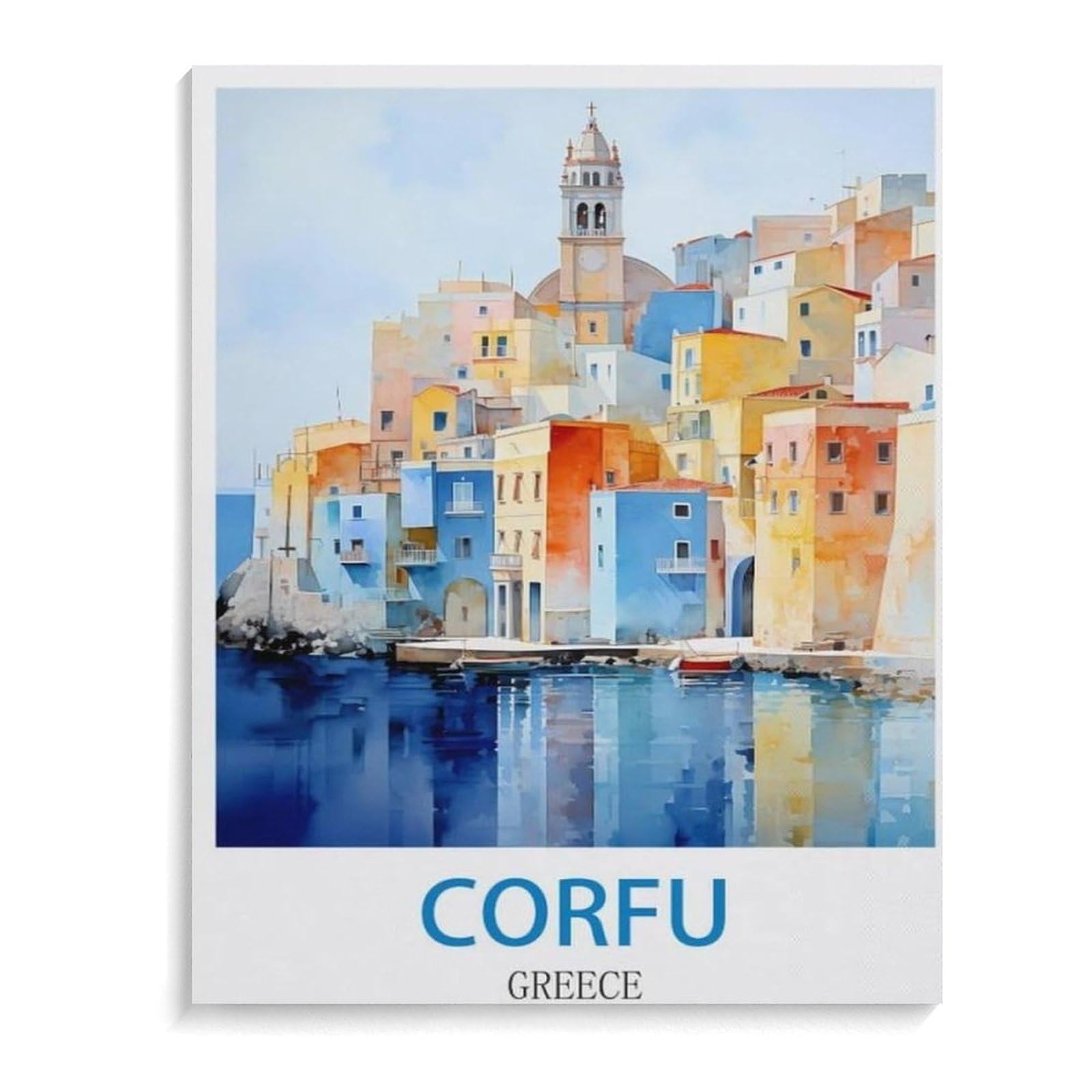 Jigsaw Puzzle 1000 Pieces for Adults，Corfu Greece Vintage Travel Poster，Unique Suitable for Teenagers and Adults, Home Decoration（75x50cm）-C67