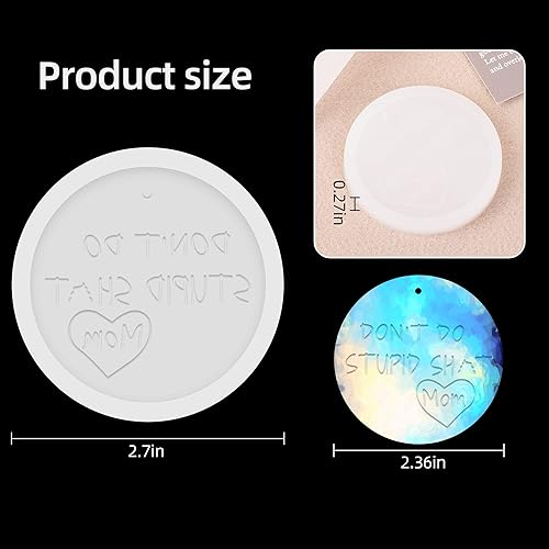 Miniatura 7 de Moldes de resina de silicona para colgar en Navidad, Don't Do Stupid Sht, moldes de resina para llavero de Love Mom, moldes redondos de silicona