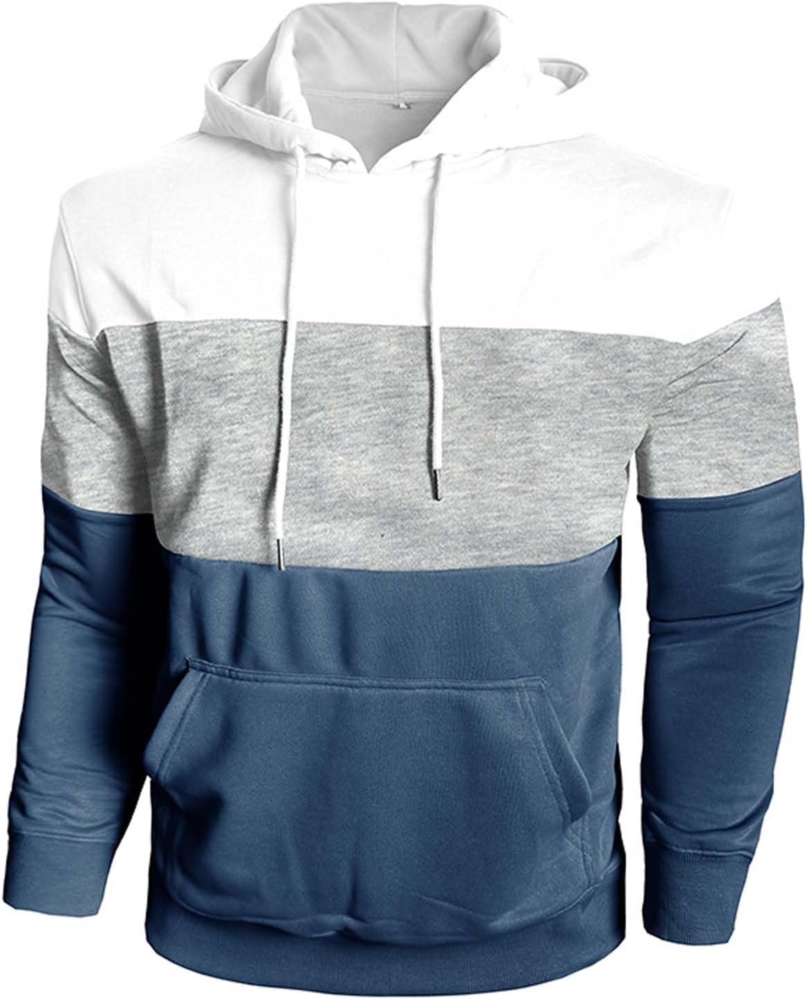 Men’s Fleece Pullover Hoodie Color Block Zip up Sweatshirt Hooded Long Sleeve Winter Hoodies Hood with Pockets