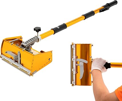 10" Drywall Flat Finishing Box, Aluminum Finishing Mud Box Tool w/40"-64 Extendable Handle Adjustable Drywall Flat Compound Mud Taping Tool for Plasterboard Wallboard Sheetrock