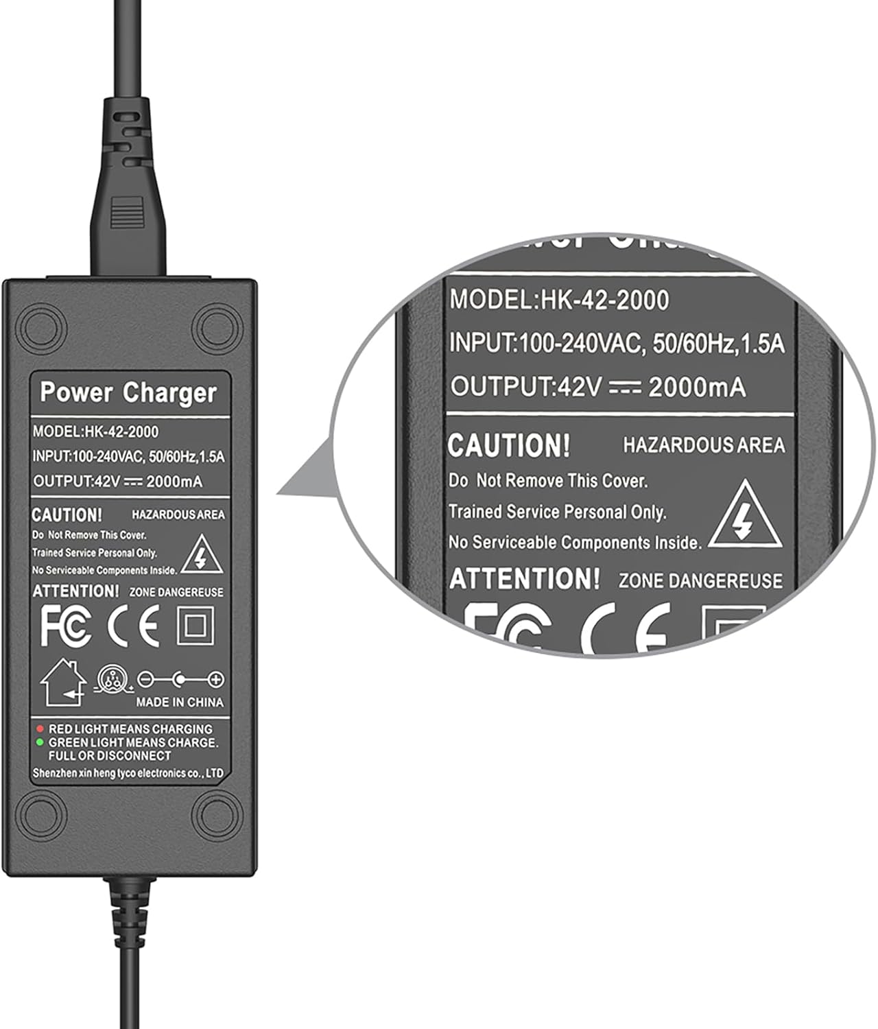 42V 2A Power Adapter with 3-Prong Inline Connector for 36V Pocket Mod,Dirt Quad,and Sports Mod Power Supply Adapter