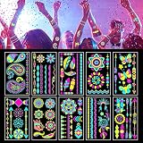 Glow In The Dark Tattoo for kids，Party Supplies Uv Neon Tattoo Stickers Rave Festival Accessories F