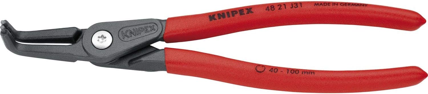 Precision Circlip Pliers for internal circlips in bore holes grey atramentized, with non-slip plastic coating 210 mm 48 21 J31