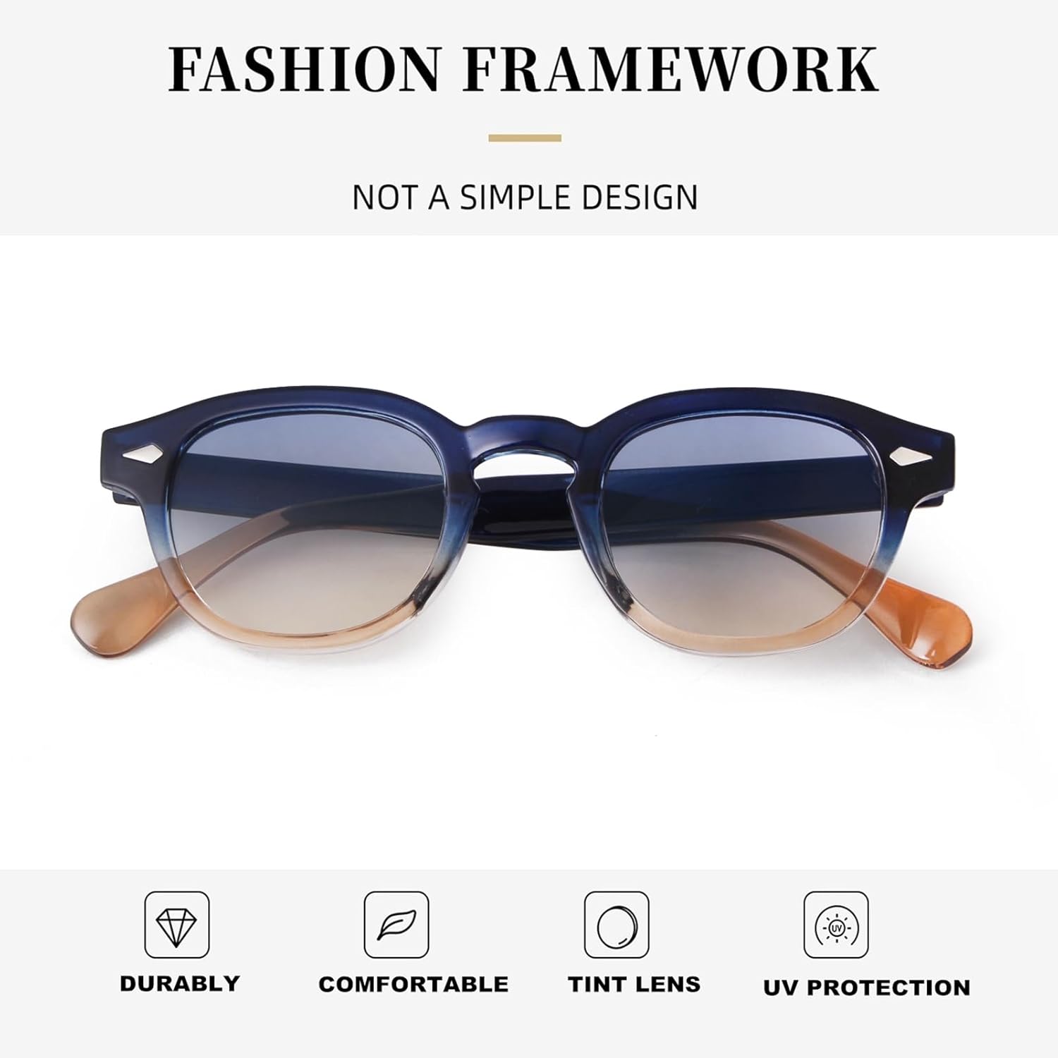 ADE WU Retro Round Sunglasses for Women Men Vintage Small Circle Frame Tinted Sun Glasses Unisex Stylish 46mm - Image 4