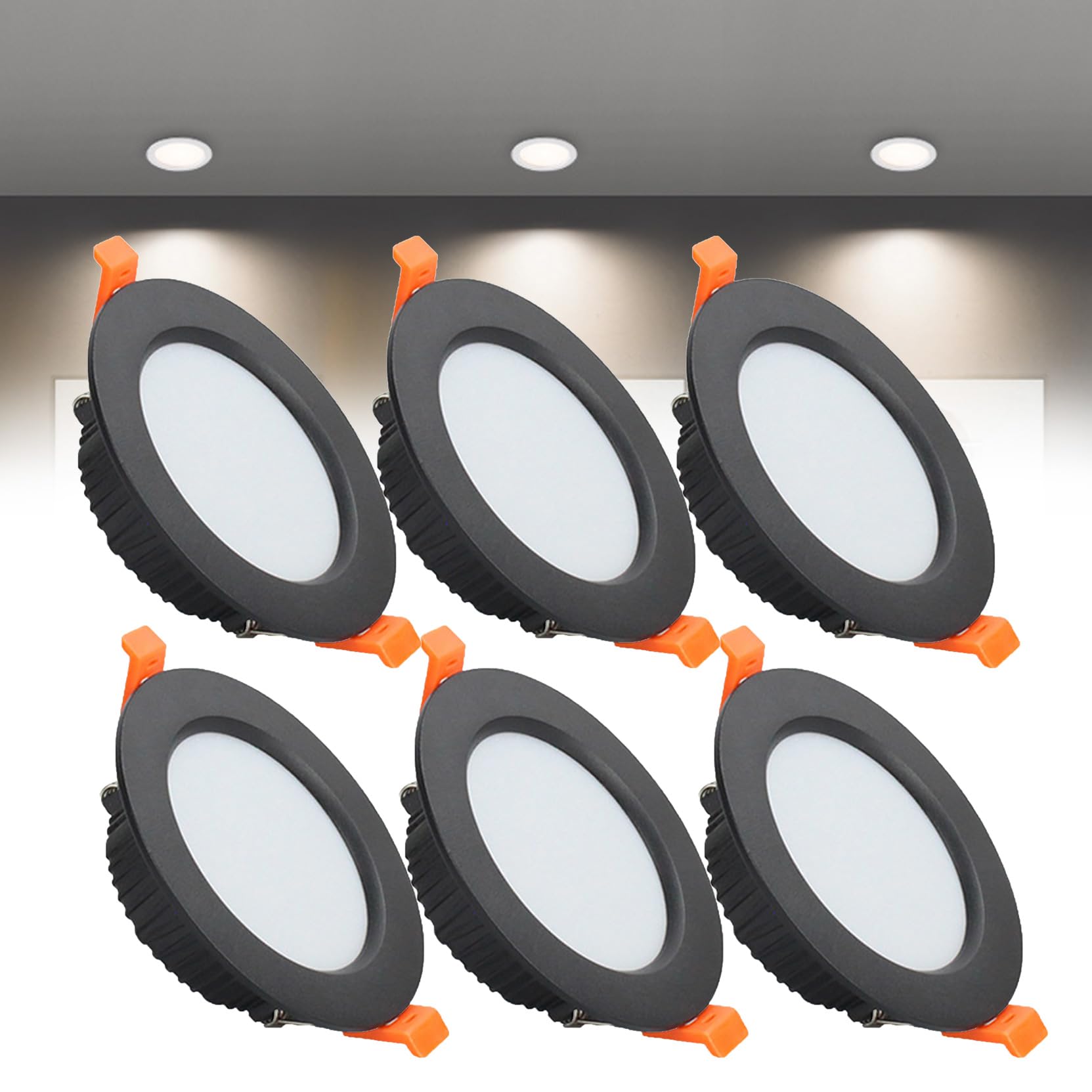 Syibelters 7W LED Recessed Ceiling Lights 108mm Natural White 4000K 7W 240LM, Cut Φ80-90mm, AC110-240V Ultra Slim Downlights, LED Panel Light for Living Room Hallway, 6 Pack