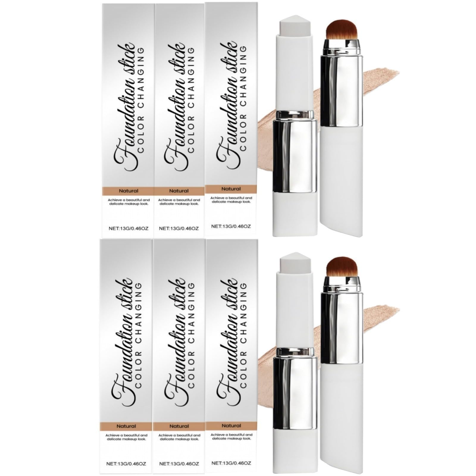 2-in-1 Foundation mit Bürste, lange Haltbarkeit, für normale Trocknung und Kombination der Haut (Ivory White) mit leuchtendem Natur-Finish