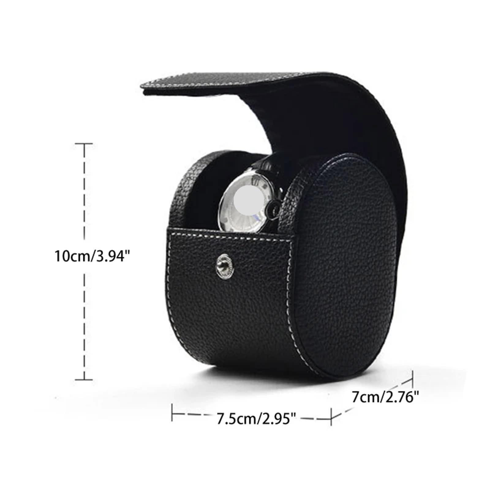 2 Stück 1 Slot Reise-Uhrengehäuse Für Uhren | Wasserdichte Armbanduhrenrolle aus PU-Leder for Schmuckdisplay, kommerzielles Geschenk(Black)