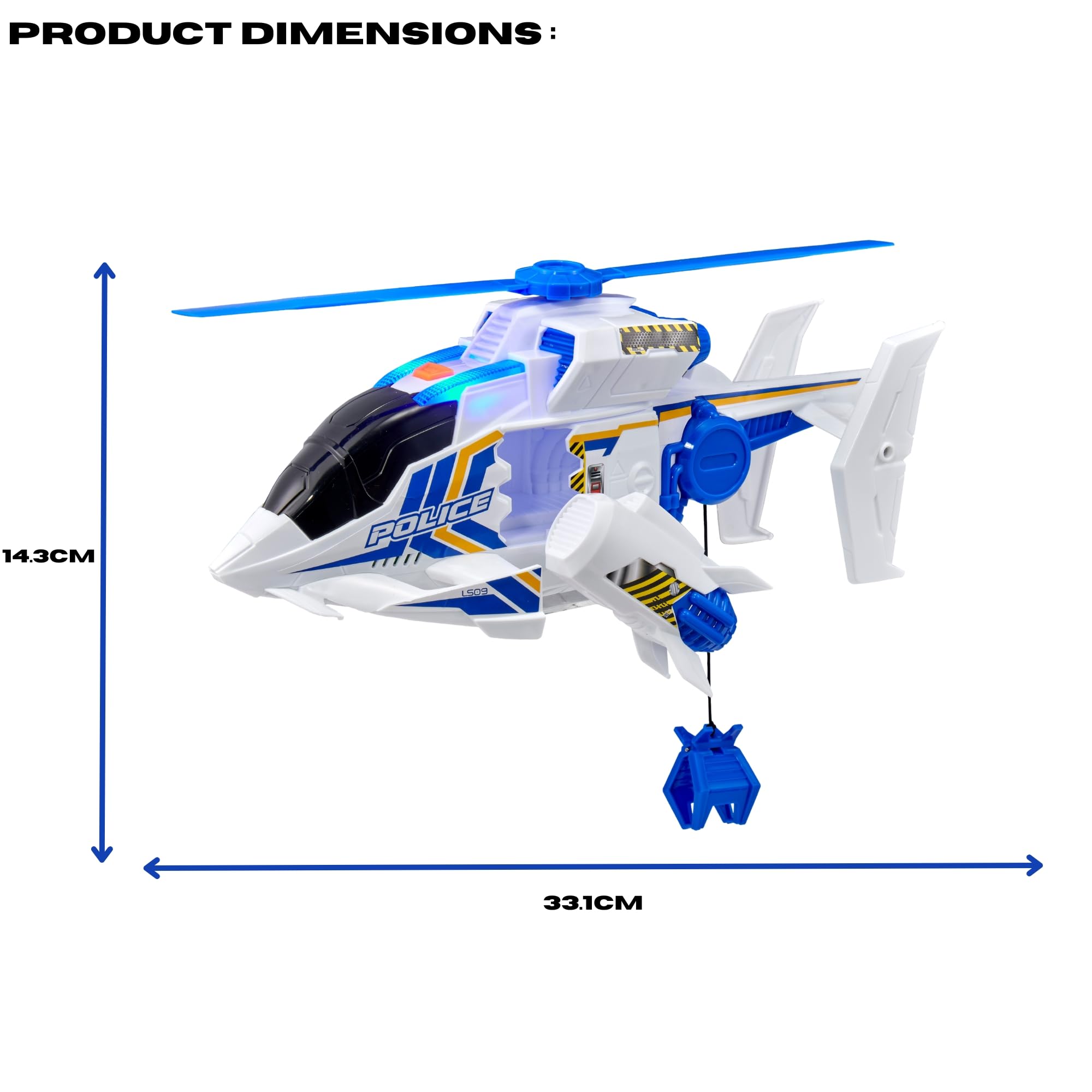 Teamsterz Mean Machine Helicóptero | Helicóptero de Servicio de Emergencia Policía con luces y sonidos realistas | 3+ Unisex Kids