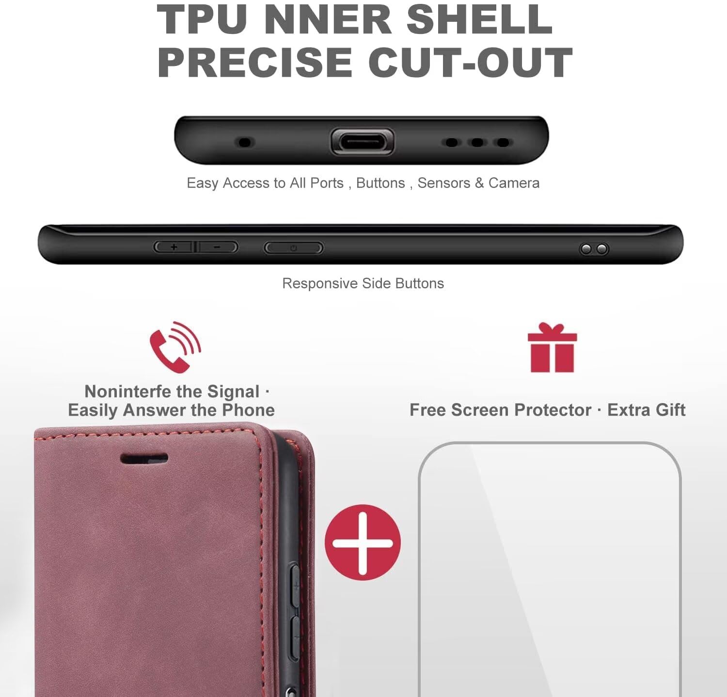 Custodia Portafoglio SLWYF Per Xiaomi Mi 10T Lite 5G – Pelle PU Con Slot Carte, Supporto E 2 Pellicole Vetro Temperato (Caffè)