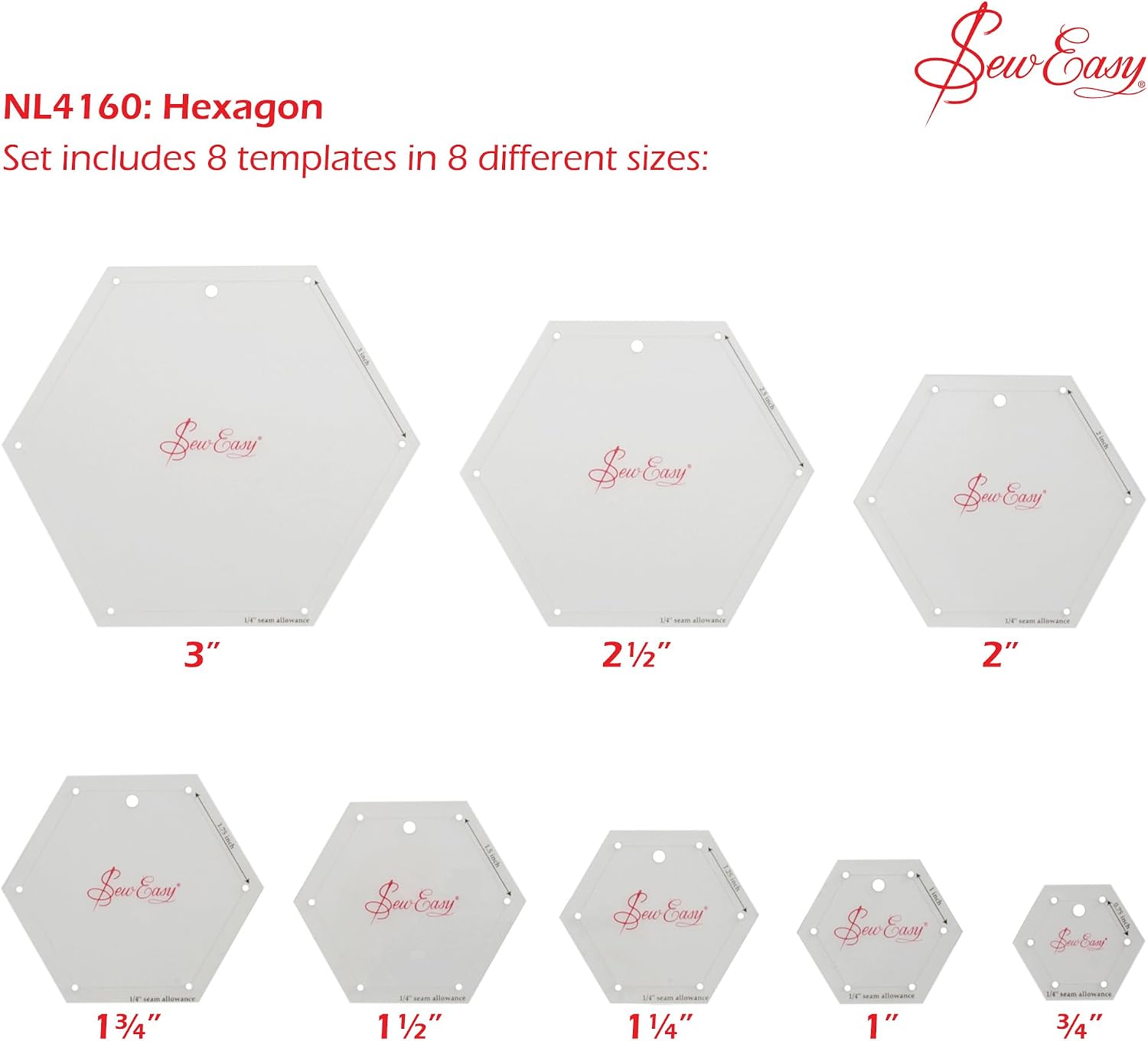 Sew Easy Patchwork Mini Hexagon Template Set