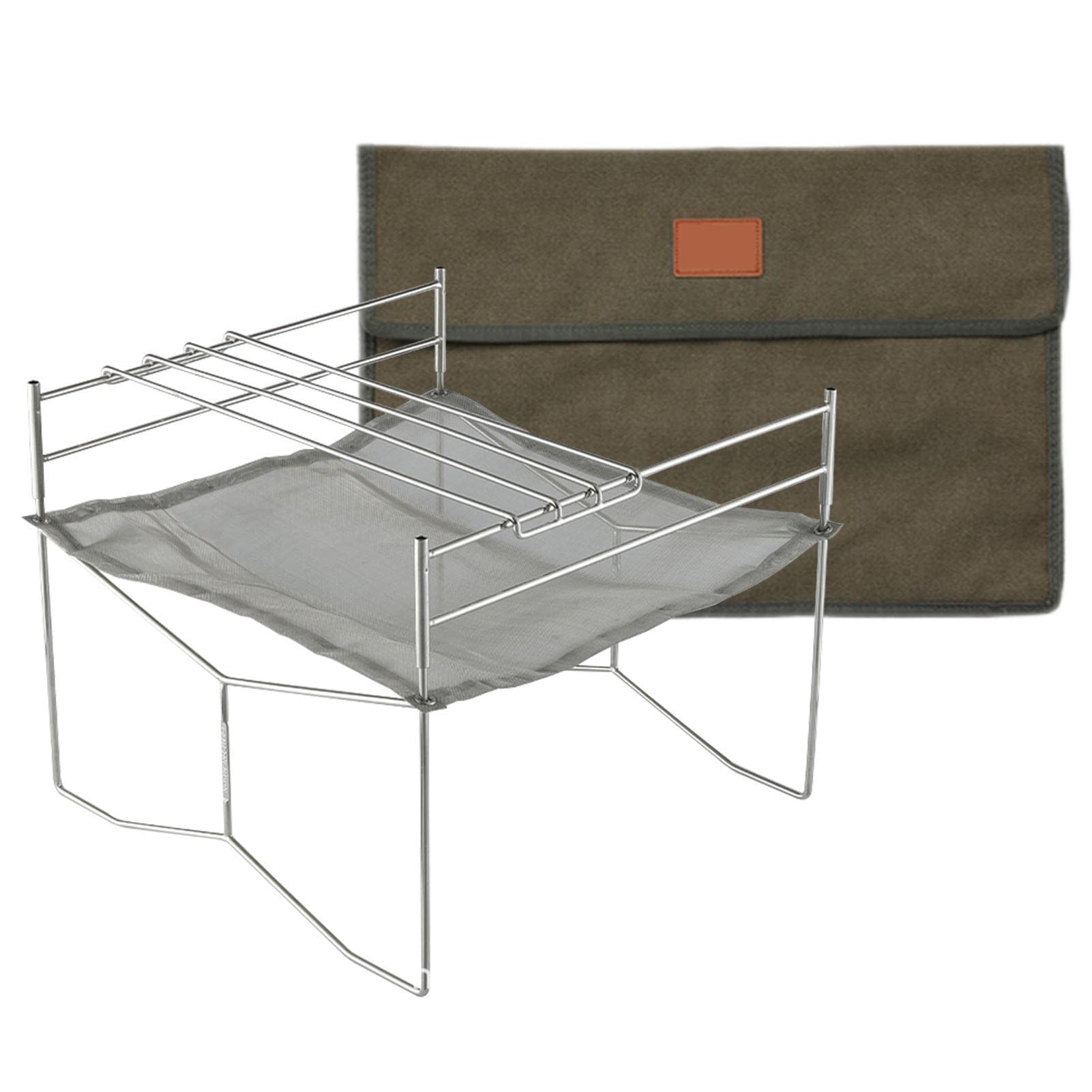 Parrilla de Carbón y Leña Brasero Parrilla Exterior | Parrilla Plegable para Fogata Versátil Almacenamiento Compacto Antioxidante, Montaje Rápido para Fogatas y Cocina Camping