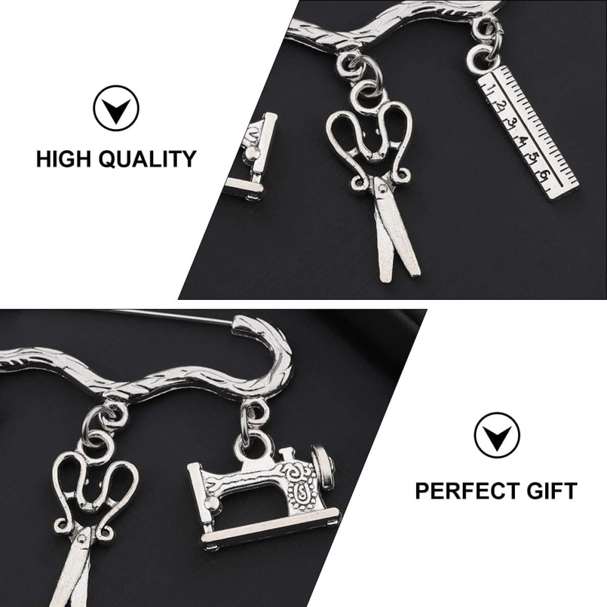 Sewing Machine Brooch Ornament for Tailor Party Gift Alloy Silver image 3