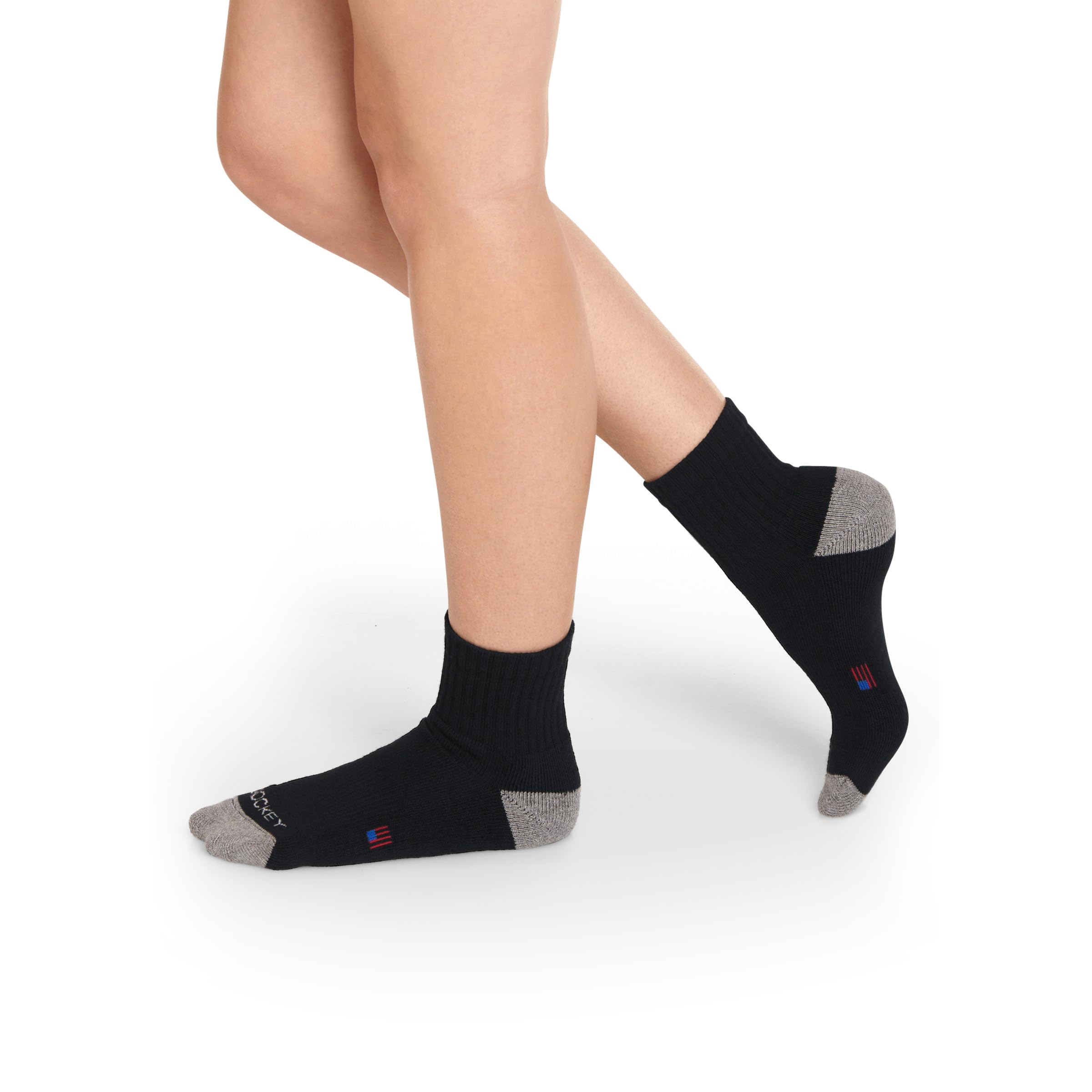 Jockey Women's Socks Women's Made in America* Quarter Socks - 3 Pack, Black, 6-10
