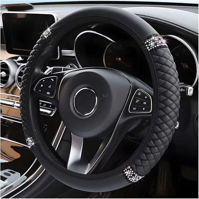 Bling Soft Leather Steering Wheel Cover, 15 Inch Colorful