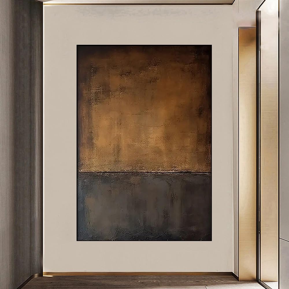 With retro design and a brown poster printing abstract canvas wall art indoor wall decoration (70x125cm (28x49in) with black frame