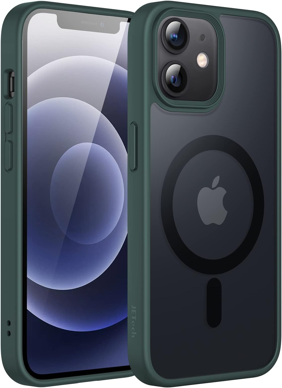 Magnetic Case for iPhone 12/12 Pro 6.1-Inch Compatible with MagSafe, Translucent Matte Back Slim Shockproof Phone Cover (Dark Green)