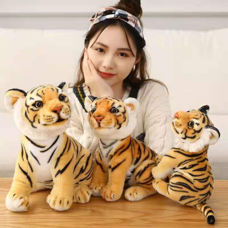 Image of Tickles Siberian Jungle Tiger Soft Stuffed Animal Plush Toy for Kids Birthday Gifts Car (Color: Yellow & Black Size: 35 Cm)