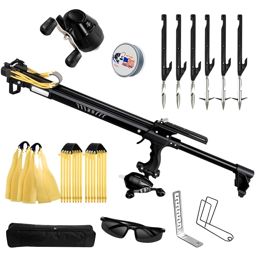 Professional Fishing Slingshot for Adults, High Power Fishing Slingshot with Fishing Reel and Safety Catch,Telescopic Rod Slingshots for Outdoor Adults Hunting & Shooting, with Comfort Grip