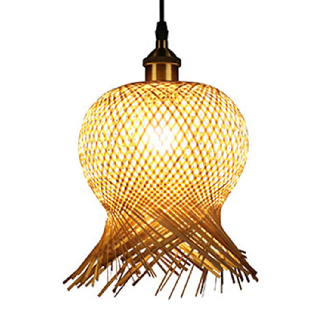 Lampe suspendue vintage en osier pour éclairage d'entrée et couloir