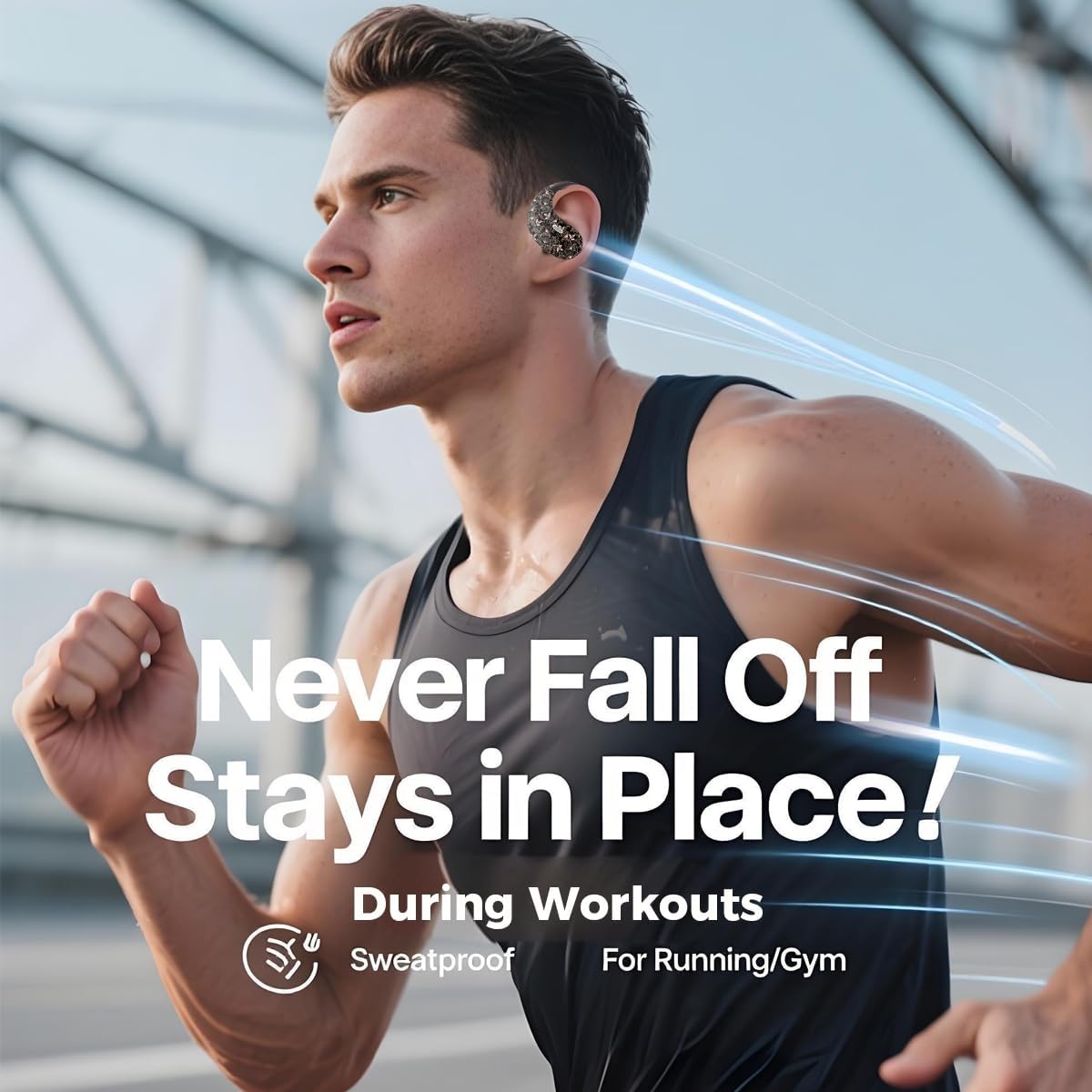 Micool Open Ear Wireless Earbuds, Bluetooth 6.0 Clip-On Earbuds, 36H Playtime, Comfort Fit Sport Headphones for Running & Gym, Noise Cancelling Mics, USB-C Fast Charge, IPX5 Sweatproof