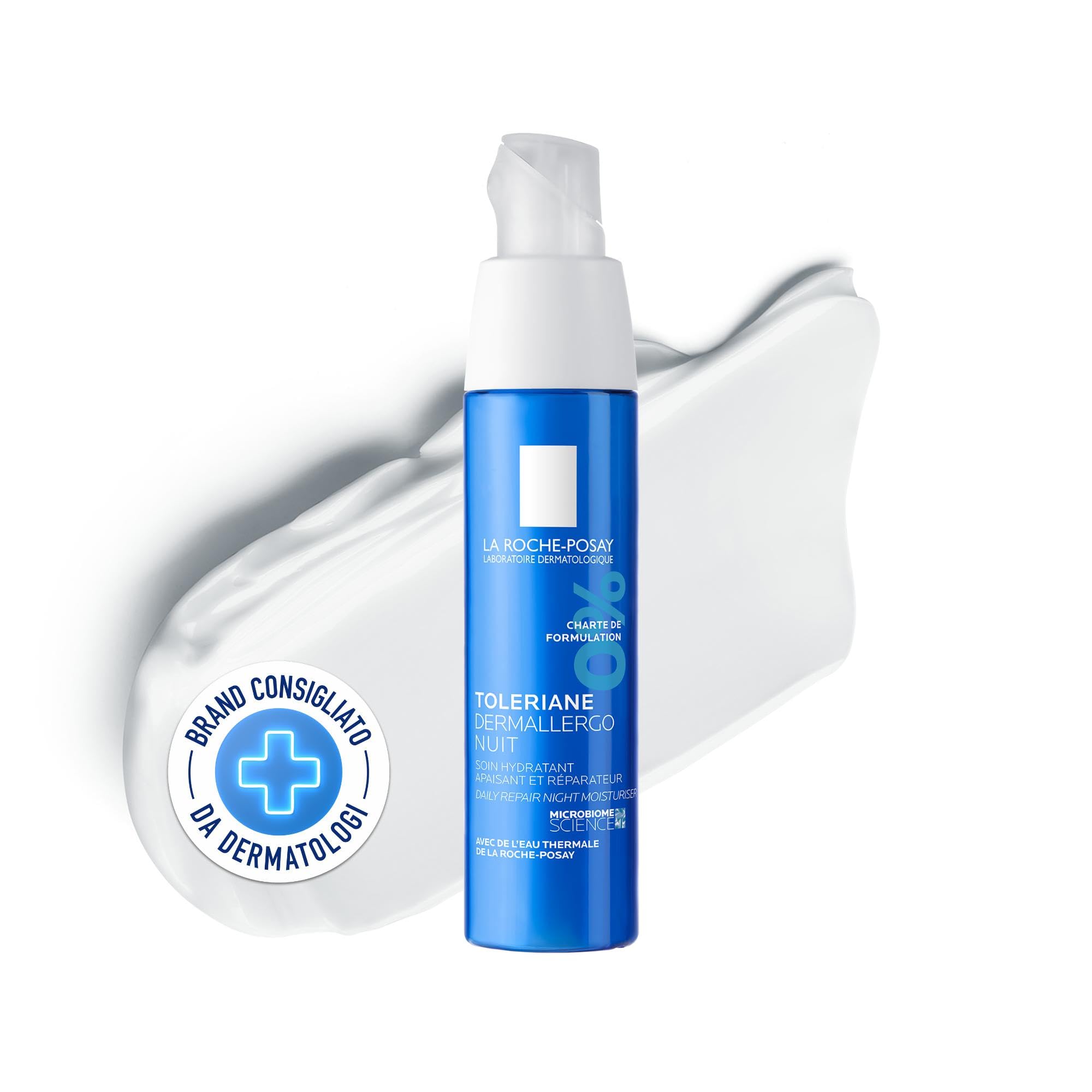 La Roche-Posay, Toleriane Dermallergo Notte, Crema notte idratante, lenisce e ripara, arricchita con Sphingobioma e vitamina B6, per tutti i tipi di pelle, 40 ml