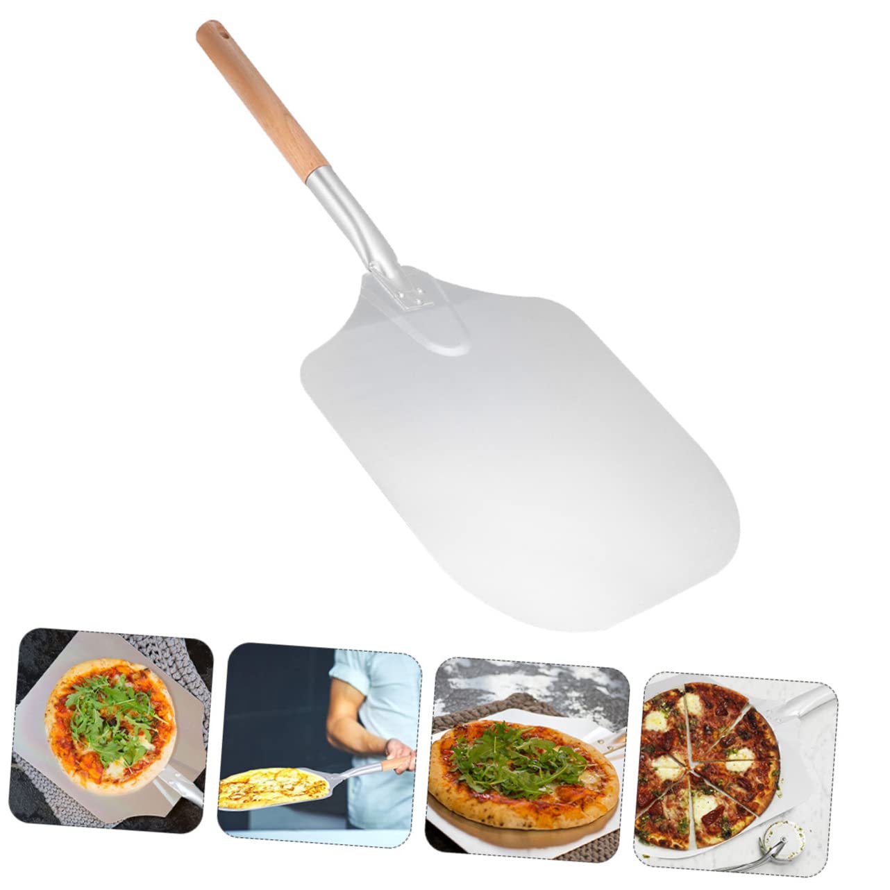 TOPBATHY Pala per Pizza Facile da Pulire Manico in Legno e Alluminio, Spatola Antiaderente Utensile per Trasferire Dolci e Torte per Cucina e Ristorante