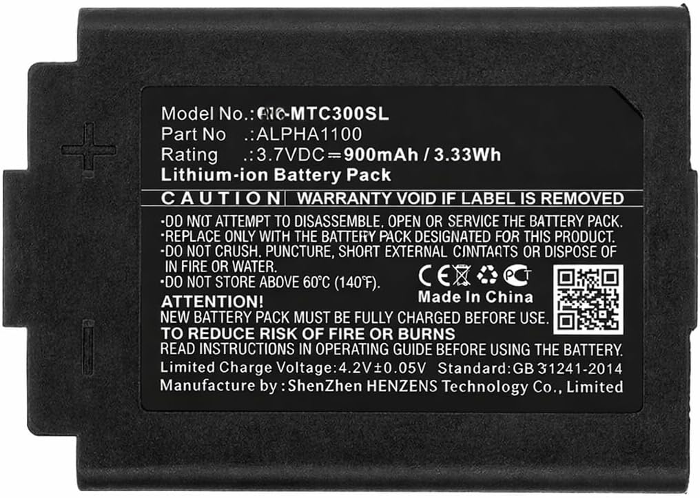 Replacement Battery for 3 M TAC300 TAC500 TAC300-OTH, P/N ALPHA1100 (900mAh) Li-ion - Image 2