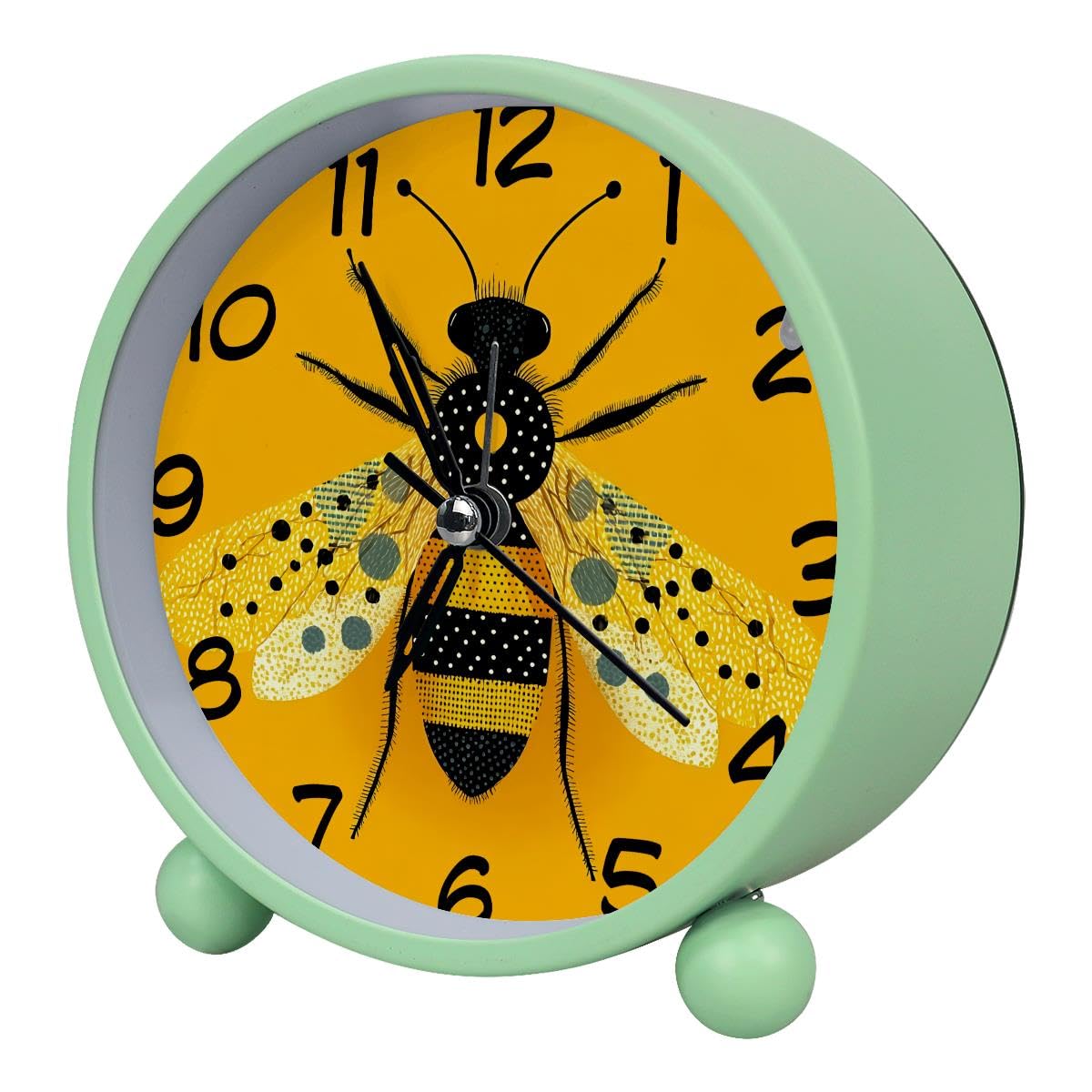 Luoweisi Analog Alarm Clock Bee, Silent Non-Ticking with Night Light, Battery Operated, Round Desk Alarm Clock for Office, Bedroom, Elderly, Adults, Children, Student Gifts