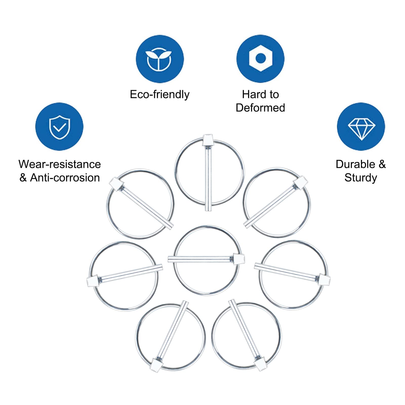 10 Perni Di Bloccaggio Lynch Pin - Acciaio Zincato, Diametro 5 Mm