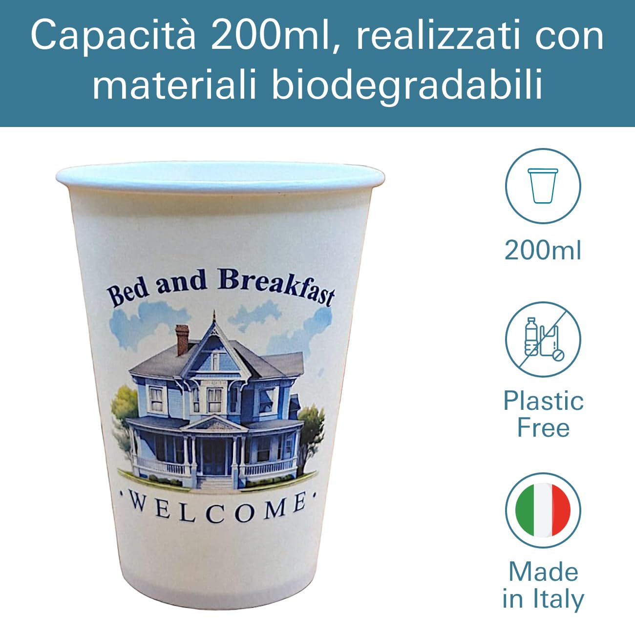 Generico Mecup Vasos desechables de papel envueltos individualmente Taza desechable bebidas calientes y frías para hotel o b&b (800, B&B)