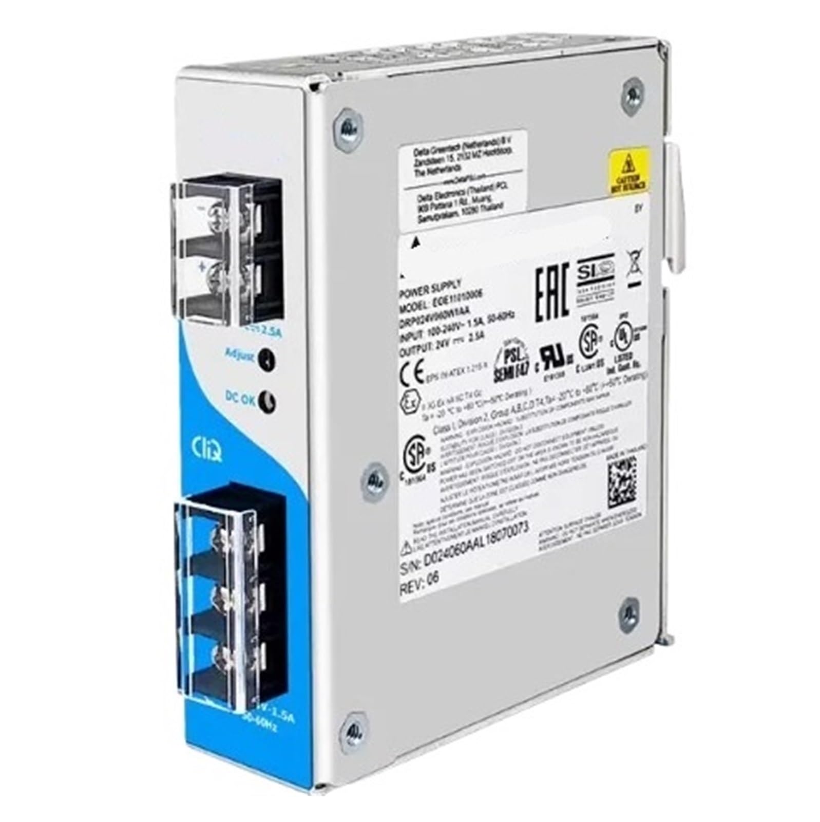 Alimentation à découpage 24 V boîtier de table ou rail DIN DRP024V060W1AZ