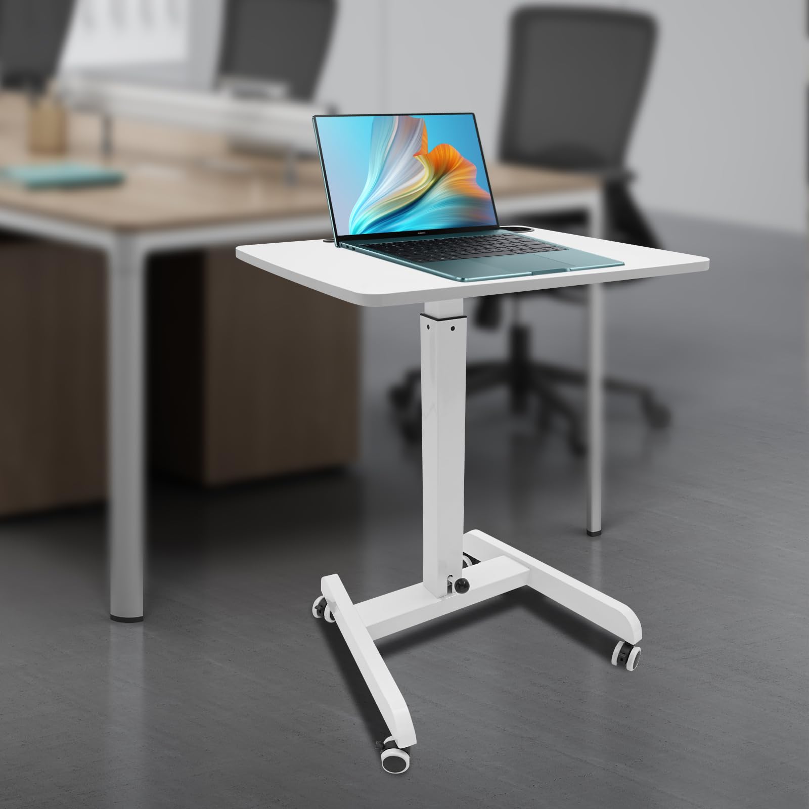 Gas Spring Mobile Stand Up Desk Podium Stand Small Standing Desk Adjustable Height Rolling Desk Portable Laptop Desk — view 8