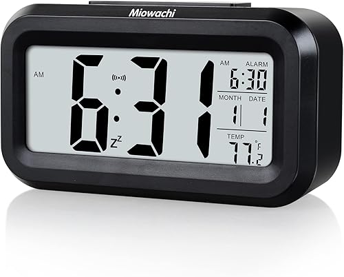 Miniatura 7 de Miowachi Reloj despertador digital para dormitorios, funciona con pilas, repetición, luz nocturna, fácil configuración, reloj pequeño para niños,