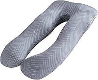 Vista 18 de Almohada de embarazo grande en forma de U de cuerpo completo con funda de almohada de algodón reemplazable y lavable para mujeres embarazadas que