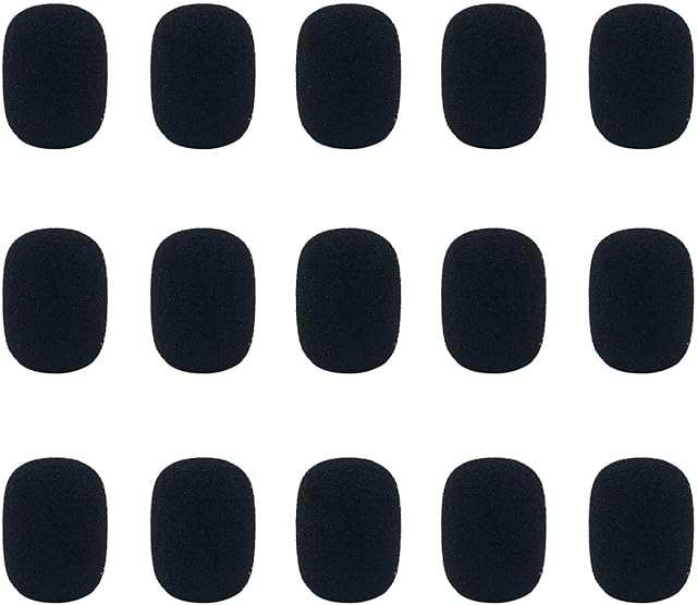 15pcs Headset Microphone Foam Cover Mini Foam Microphone Windscreen Microphone Protector Mini Size Windscreens Sponge Foam Covers - Black