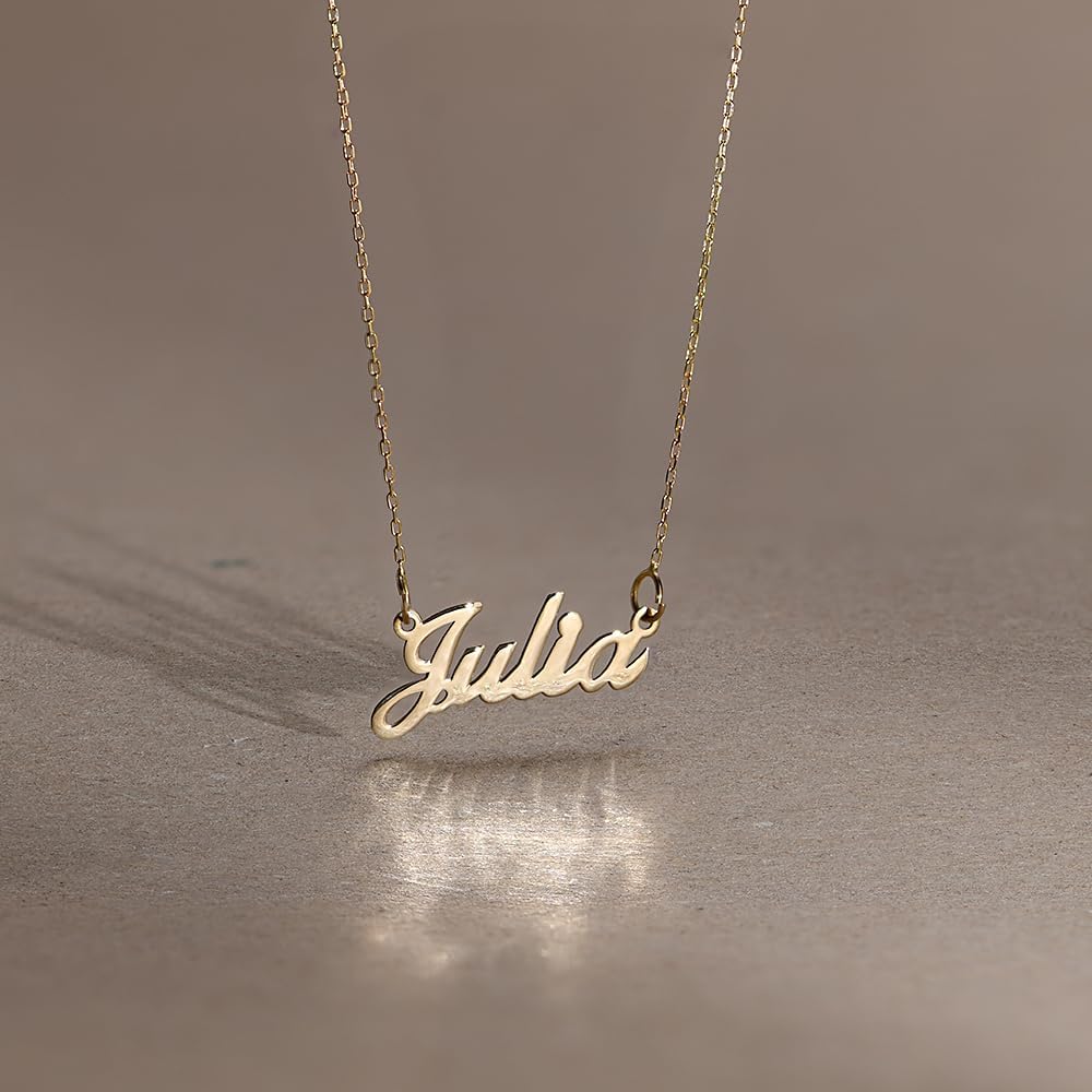 Personalized Classic Cocktail Name Necklace - Custom Name Pendant - Dainty Gift for Her, Women, Mom - Designer Jewelry for Christmas, Birthday, Mother's Day (14k Yellow Gold)
