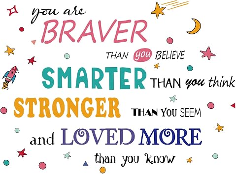 Amaonm Removable 3D Colorful Quotes Inspirational Words Lettering Wall Decals Motivational Wall Stickers Positive Wall Sticker Spiritual Sayings Education Decor for Kids Baby Boys Girls Bedroom Studyroom Playroom Classroom Nursery Decoration 1088