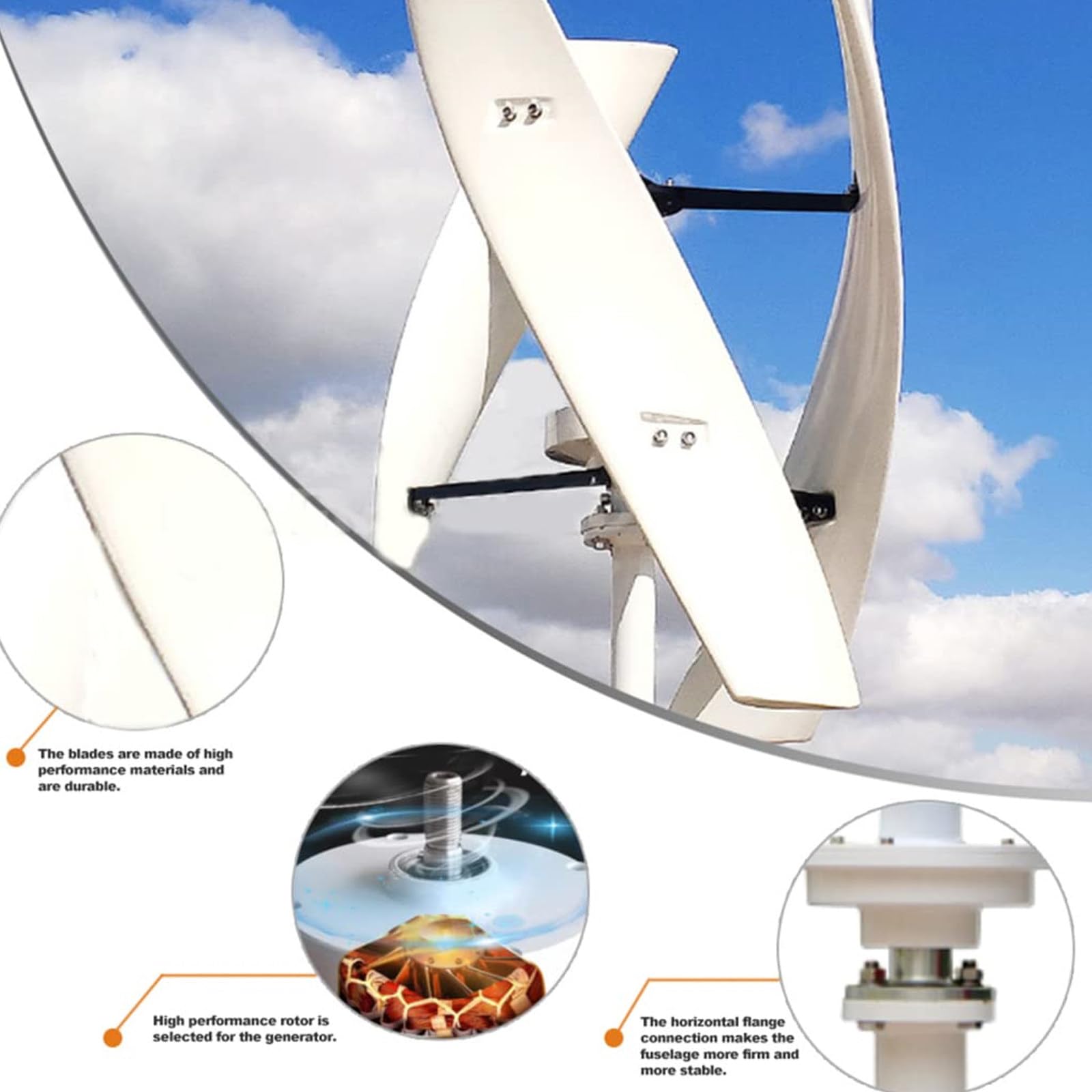 Generador De Turbina EóLica Vertical Free Energy 12000w - 3 Palas 12v 24v 48v 300rpm Generador De Turbinas EóLicas Sin Ruido con Controlador para FáBrica DoméStica,12v