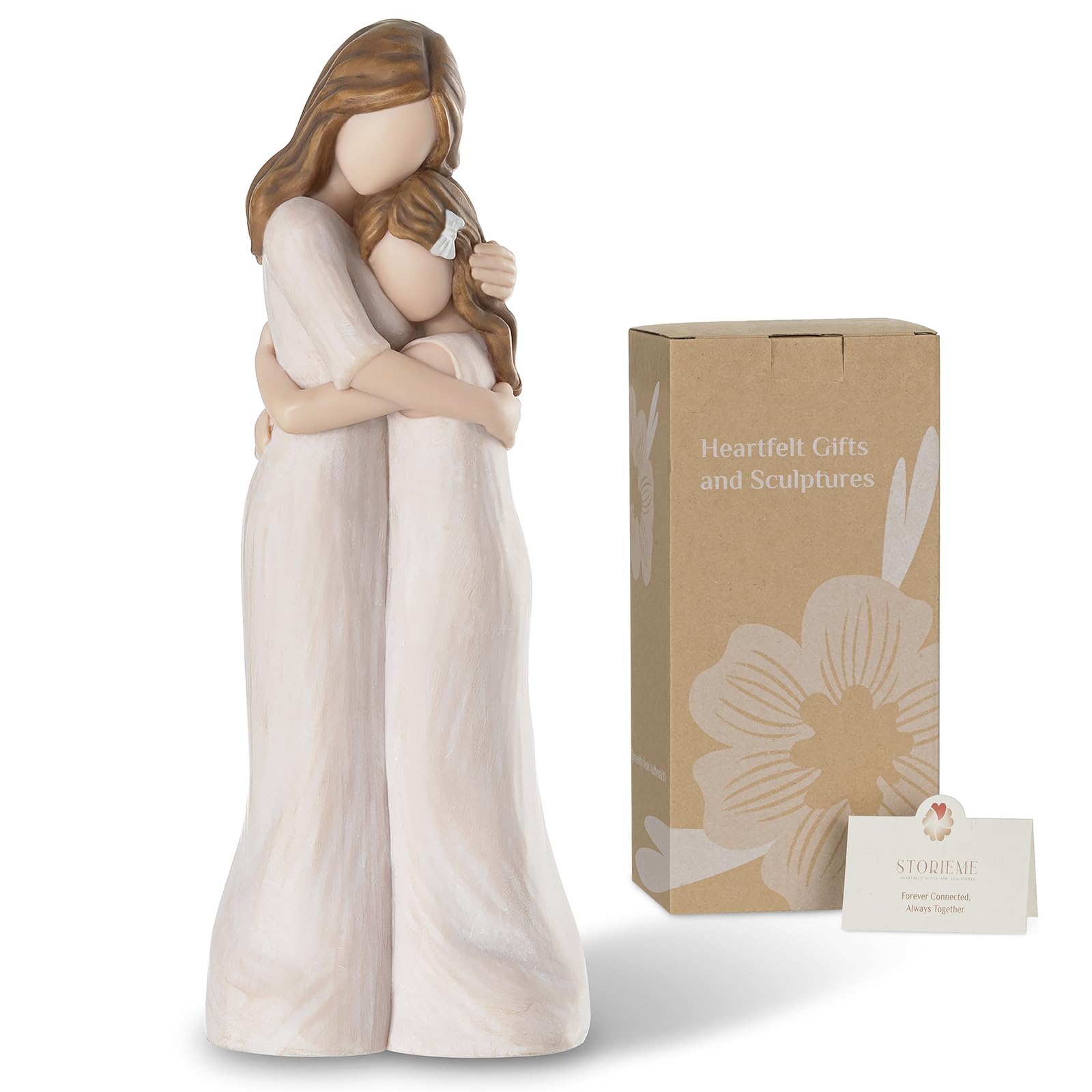 Figurine maman et fille statue sculptée peinte à la main pour souvenir de fête des mères