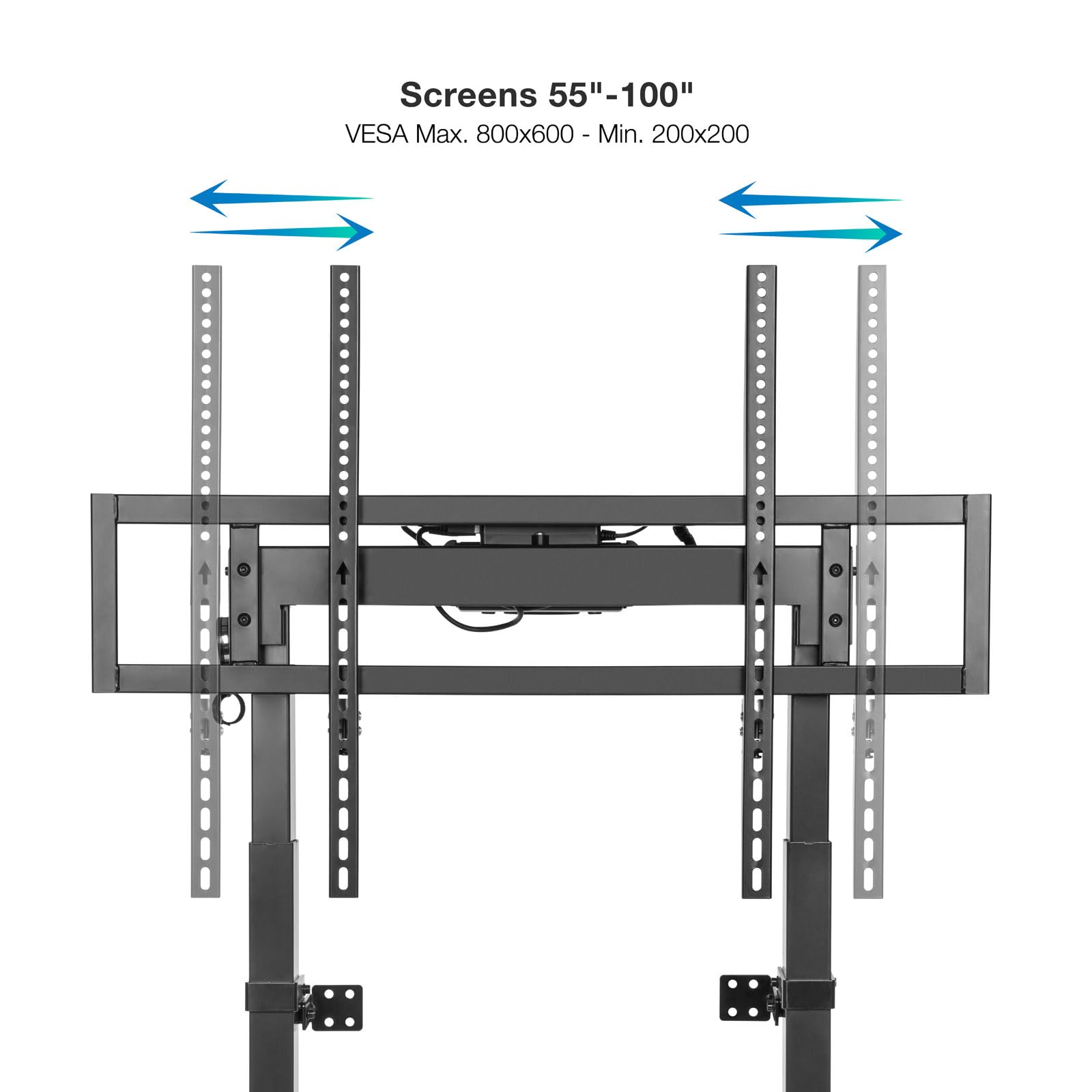 TOOQ FSM01-B - Titan Soporte de Suelo Fijo con Regulación Eléctrica de Altura para Pantallas 55"-100", Color Negro