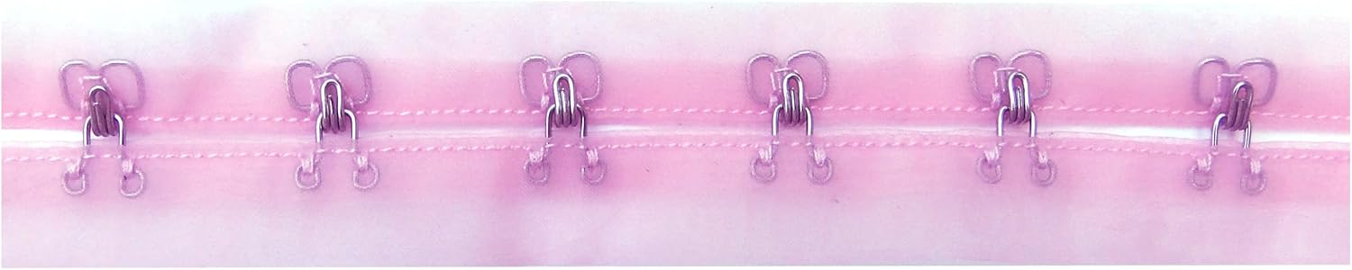 2 Yards Hook & Eye Fastener Tape Sheer Organza Mesh Fabric 1" Inches SPACING Silver Metal Edging Trim Corset Lingerie Sewing- Light Pink