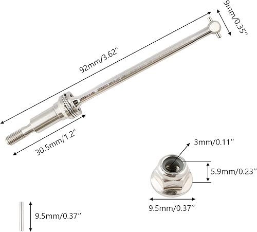 Miniatura 3 de GDOOL Juego de accesorios de eje de transmisión CVD delantero de metal para automóvil RC 30-WJ02 para automóvil RC 116 9130 9135 9138 (2 piezas)