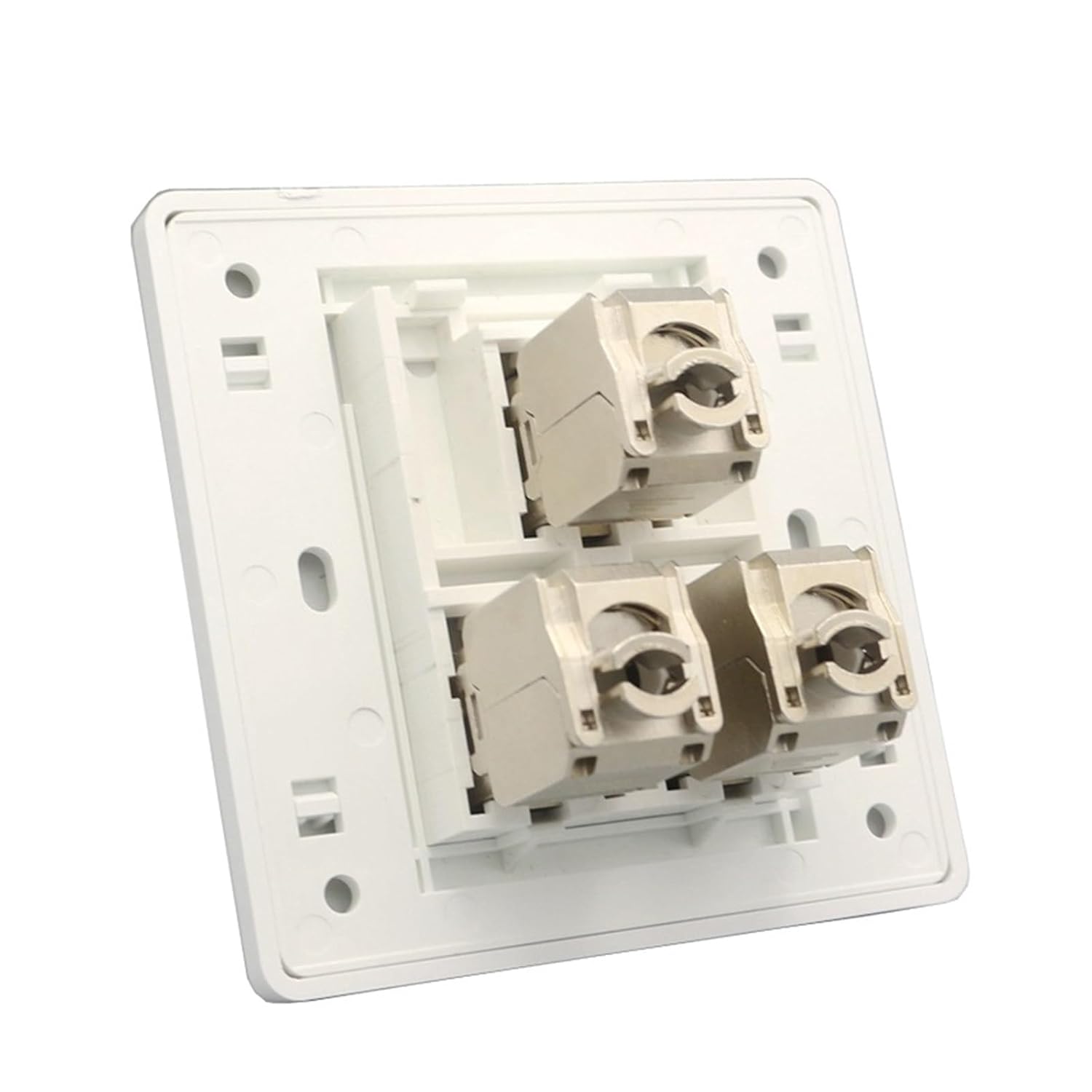 3-Port Shielded CAT6A RJ45 Wall Plate, White Female Zinc Alloy CAT.6A LAN Jack 86x86mm(Crimps Wire CAT6A)