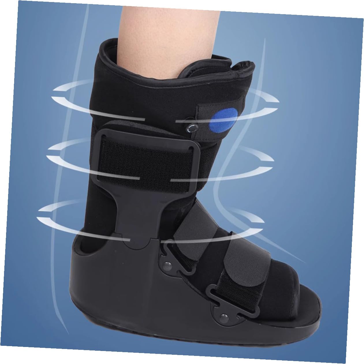 Ankle Support Rehabilitation Shoe with Inflatable Cushion, Low-cut Medical Foot Fixing Brace for Adult and Post-ankle Surgery, Anti-rotation Broken Toe Boot for Foot Protection